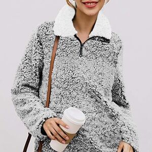 NWT Women's Gray Sherpa Fleece Jacket